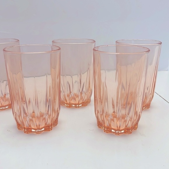 Vintage France Glcoloc Set of 5 Pink Juice Glasses - Picture 1 of 6
